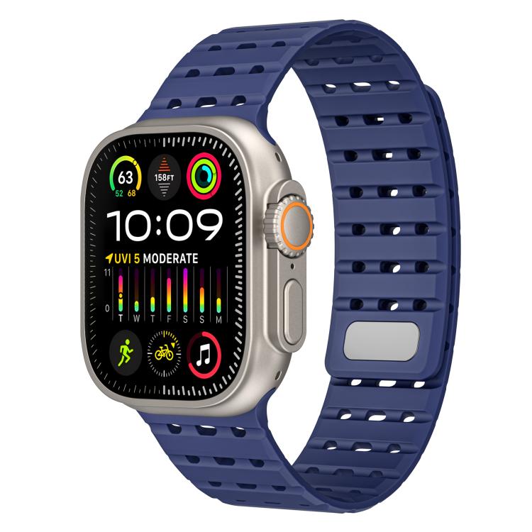 For Apple Watch 46mm / 49mm / 45mm / 44mm Two-Tone Breathable Magnetic Silicone Watch Band