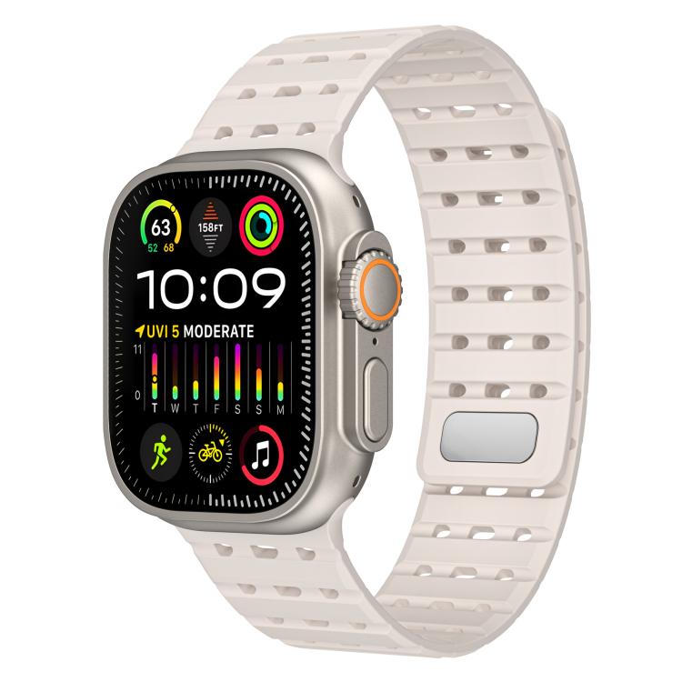 For Apple Watch 46mm / 49mm / 45mm / 44mm Two-Tone Breathable Magnetic Silicone Watch Band