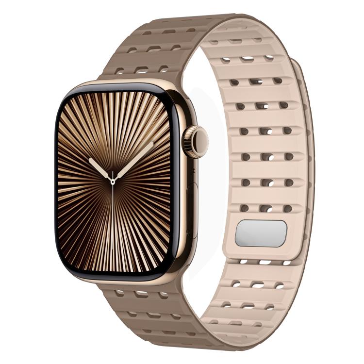 For Apple Watch 42mm / 41mm / 40mm / 38mm Two-Tone Breathable Magnetic Silicone Watch Band