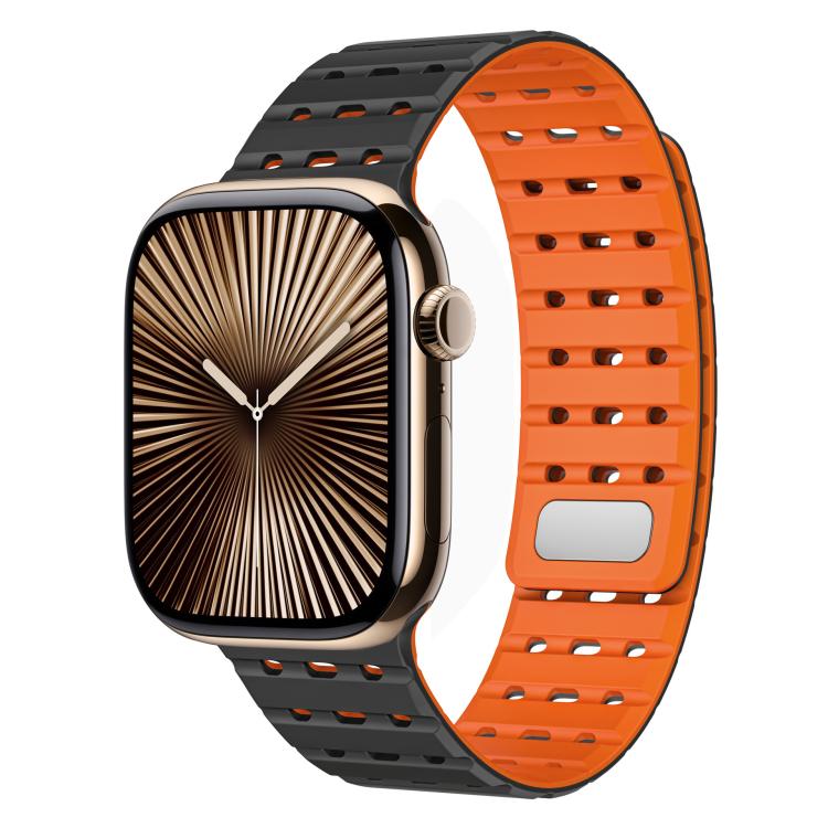 For Apple Watch 42mm / 41mm / 40mm / 38mm Two-Tone Breathable Magnetic Silicone Watch Band