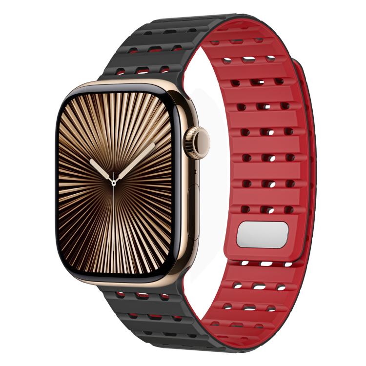 For Apple Watch 42mm / 41mm / 40mm / 38mm Two-Tone Breathable Magnetic Silicone Watch Band