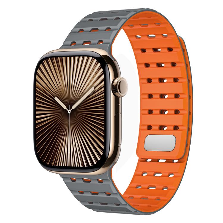 For Apple Watch 42mm / 41mm / 40mm / 38mm Two-Tone Breathable Magnetic Silicone Watch Band
