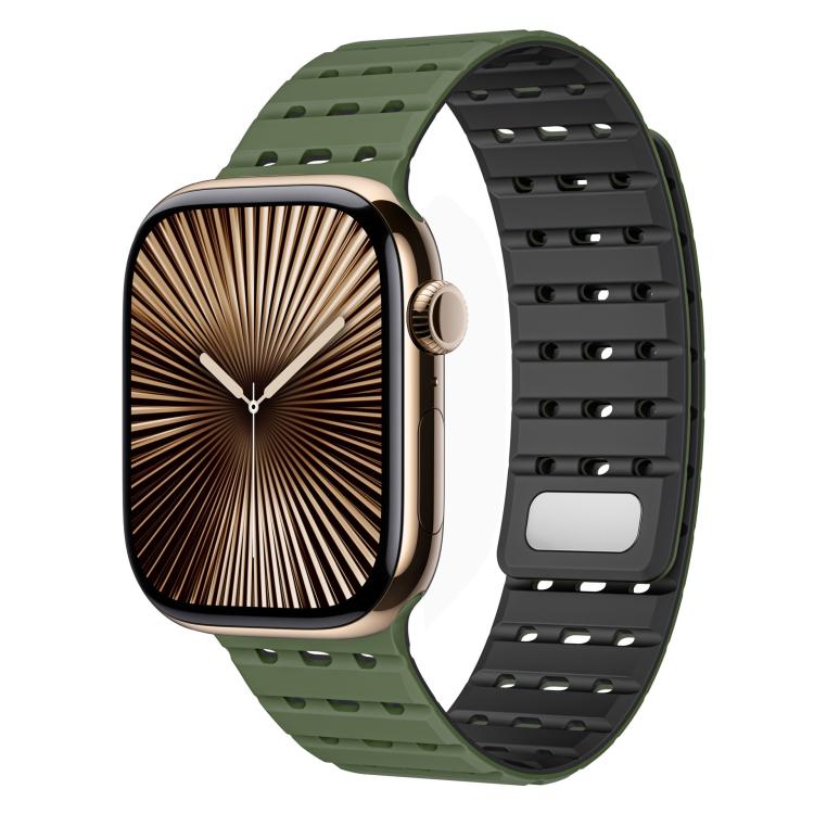For Apple Watch 42mm / 41mm / 40mm / 38mm Two-Tone Breathable Magnetic Silicone Watch Band