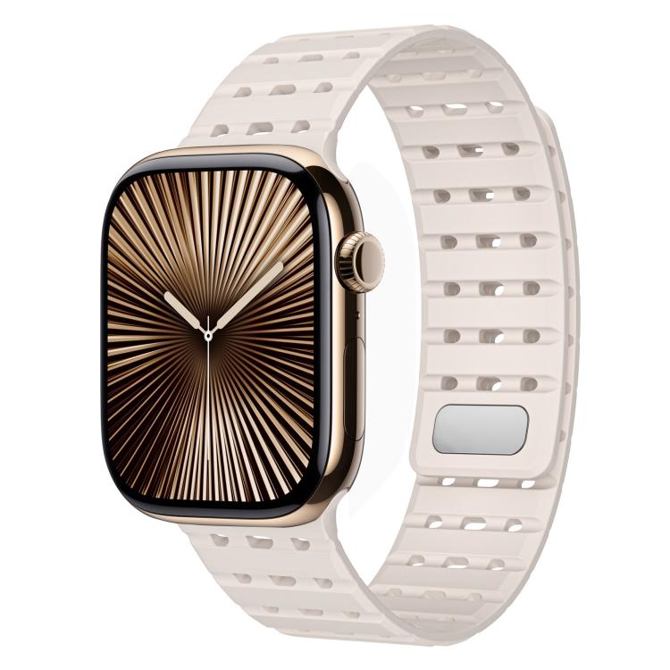 For Apple Watch 42mm / 41mm / 40mm / 38mm Two-Tone Breathable Magnetic Silicone Watch Band