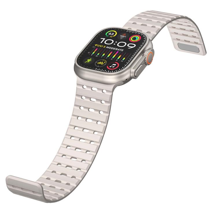 For Apple Watch 46mm / 49mm / 45mm / 44mm Two-Tone Breathable Magnetic Silicone Watch Band