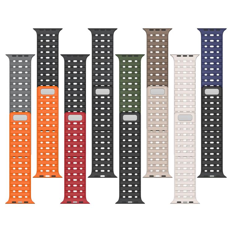 For Apple Watch 42mm / 41mm / 40mm / 38mm Two-Tone Breathable Magnetic Silicone Watch Band