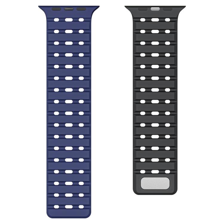 For Apple Watch 46mm / 49mm / 45mm / 44mm Two-Tone Breathable Magnetic Silicone Watch Band