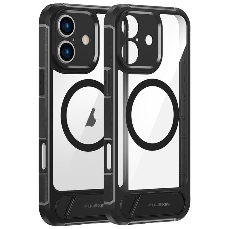 For iPhone 16 FULEXIN L1 Series Transparent MagSafe Holder Phone Case