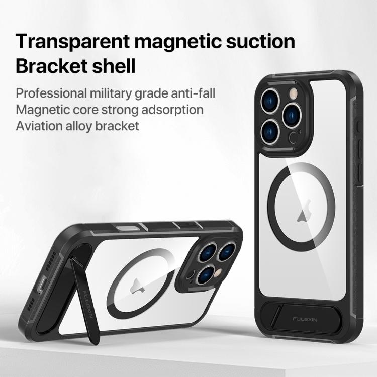 For iPhone 15 Pro Max FULEXIN L1 Series Transparent MagSafe Holder Phone Case