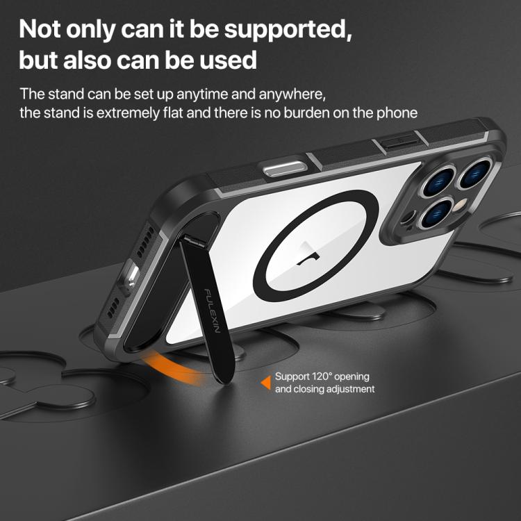 For iPhone 16 Pro Max FULEXIN L1 Series Transparent MagSafe Holder Phone Case