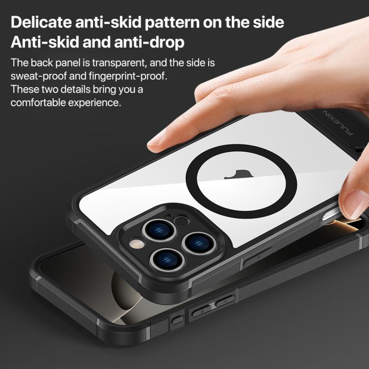 For iPhone 15 Pro FULEXIN L1 Series Transparent MagSafe Holder Phone Case