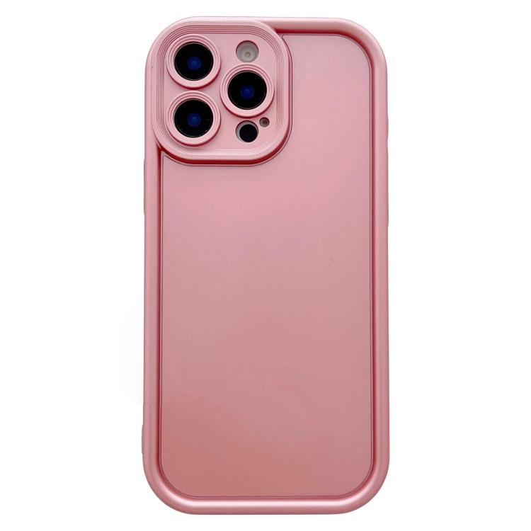 For iPhone 12 Pro Solid Color Metallic Paint Precise Hole TPU Phone Case - Pink