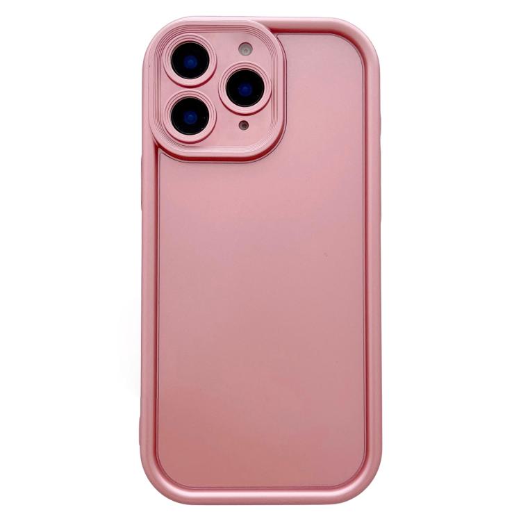 For iPhone 11 Pro Max Solid Color Metallic Paint Precise Hole TPU Phone Case - Pink