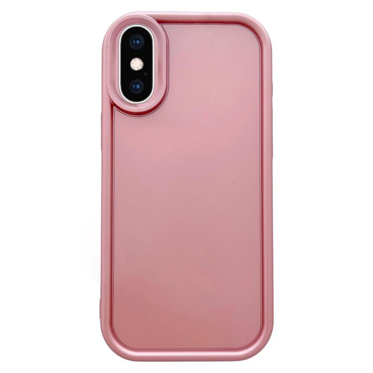 For iPhone X / XS Solid Color Metallic Paint Precise Hole TPU Phone Case - Pink