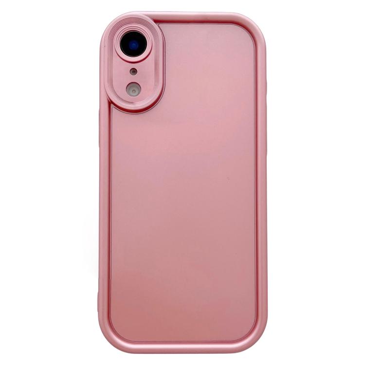 For iPhone XR Solid Color Metallic Paint Precise Hole TPU Phone Case - Pink