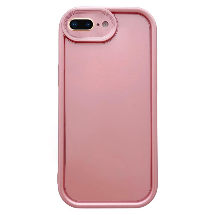 For iPhone 8 Plus / 7 Plus Solid Color Metallic Paint Precise Hole TPU Phone Case - Pink