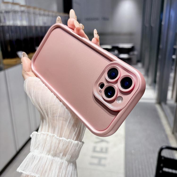 For iPhone 15 Pro Max Solid Color Metallic Paint Precise Hole TPU Phone Case - Pink