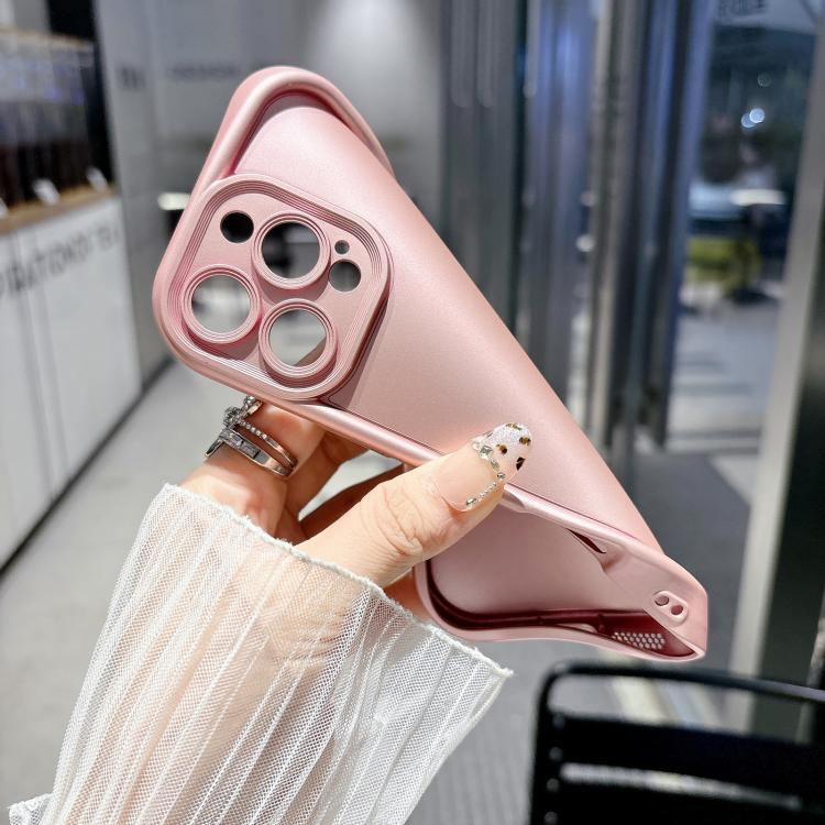 For iPhone 15 Pro Solid Color Metallic Paint Precise Hole TPU Phone Case - Pink