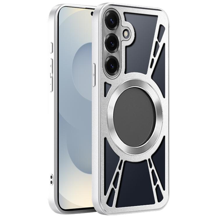For Samsung Galaxy S25+ 5G Silicone Cooling Hollow Metal MagSafe Phone Case