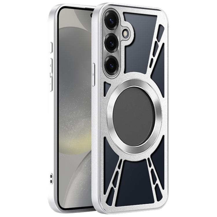 For Samsung Galaxy S24+ 5G Silicone Cooling Hollow Metal MagSafe Phone Case