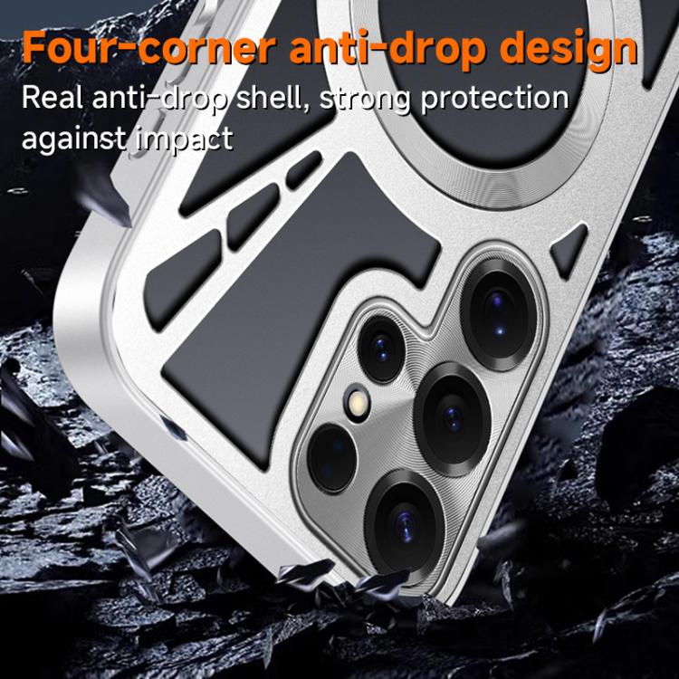 For Samsung Galaxy S24+ 5G Silicone Cooling Hollow Metal MagSafe Phone Case
