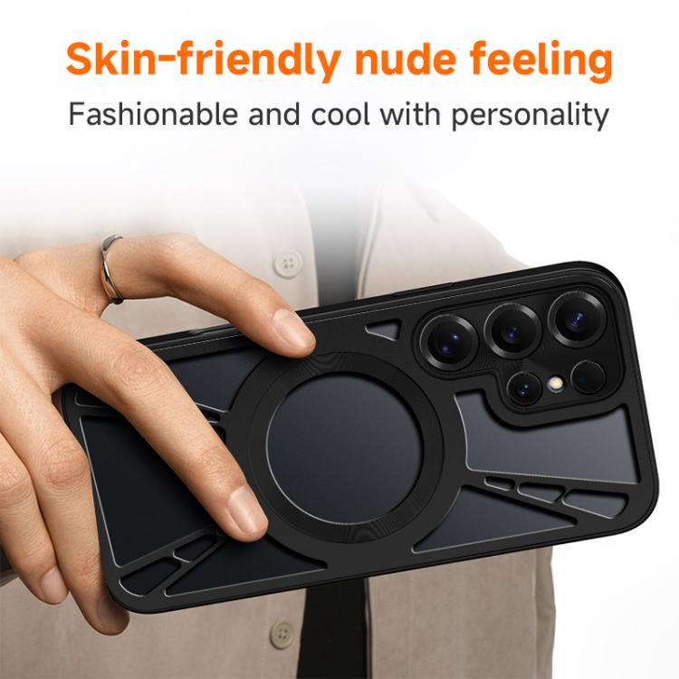For Samsung Galaxy S24+ 5G Silicone Cooling Hollow Metal MagSafe Phone Case
