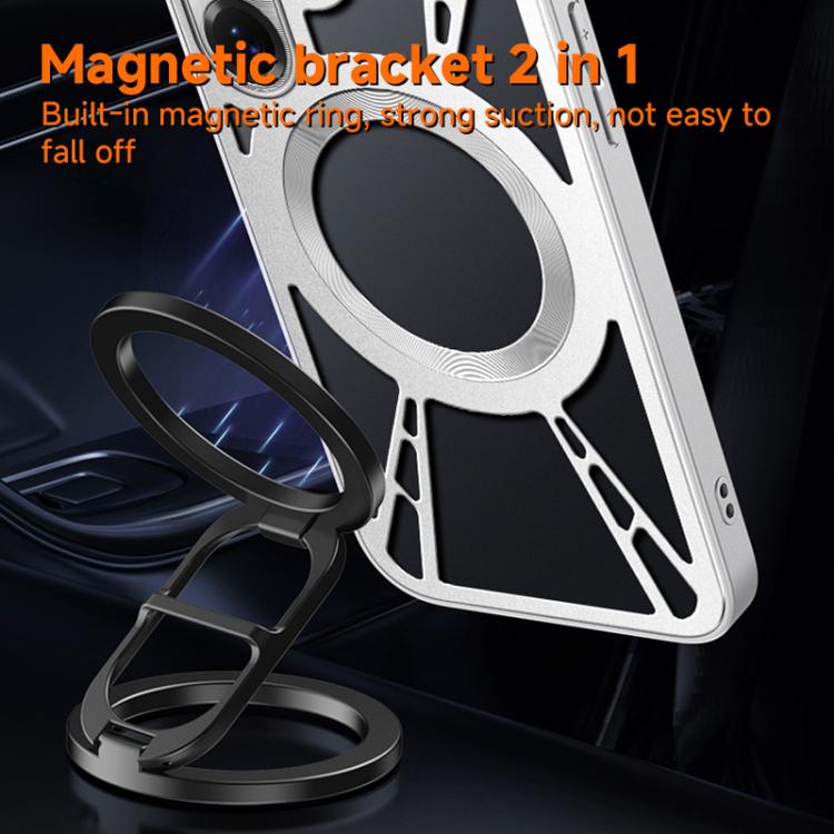 For Samsung Galaxy S24 Ultra 5G Silicone Cooling Hollow Metal MagSafe Phone Case