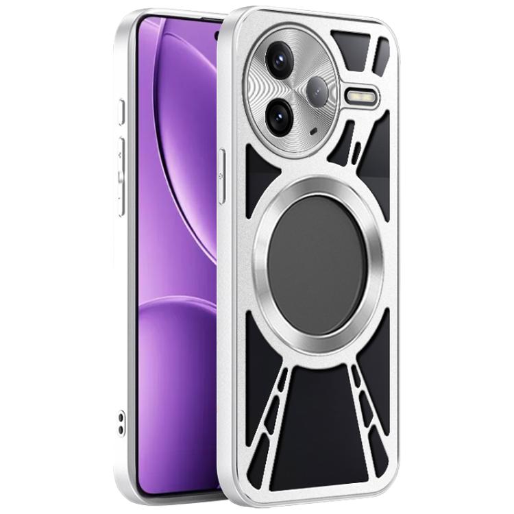 For Redmi K80 Silicone Cooling Hollow Metal MagSafe Phone Case