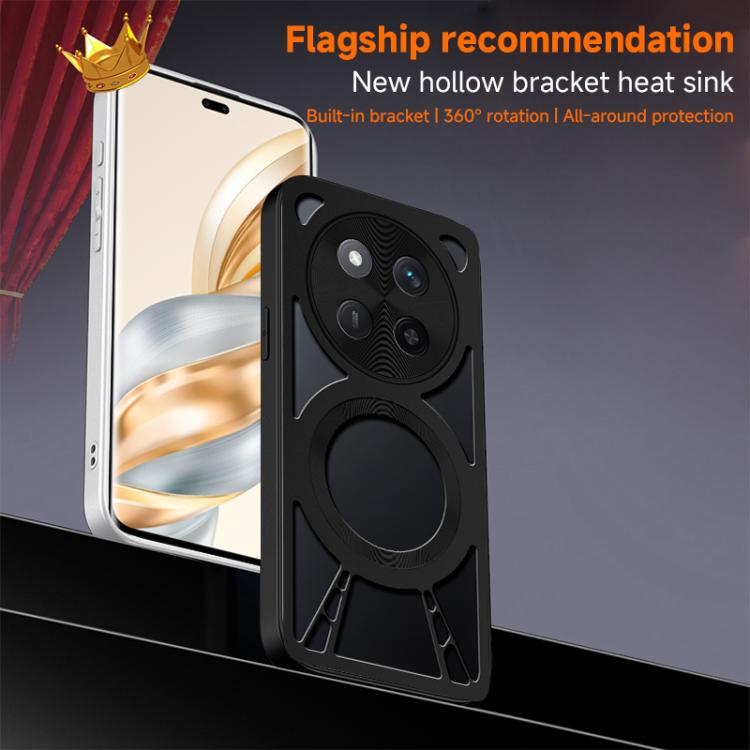 For Honor X60 Pro Silicone Cooling Hollow Metal MagSafe Phone Case