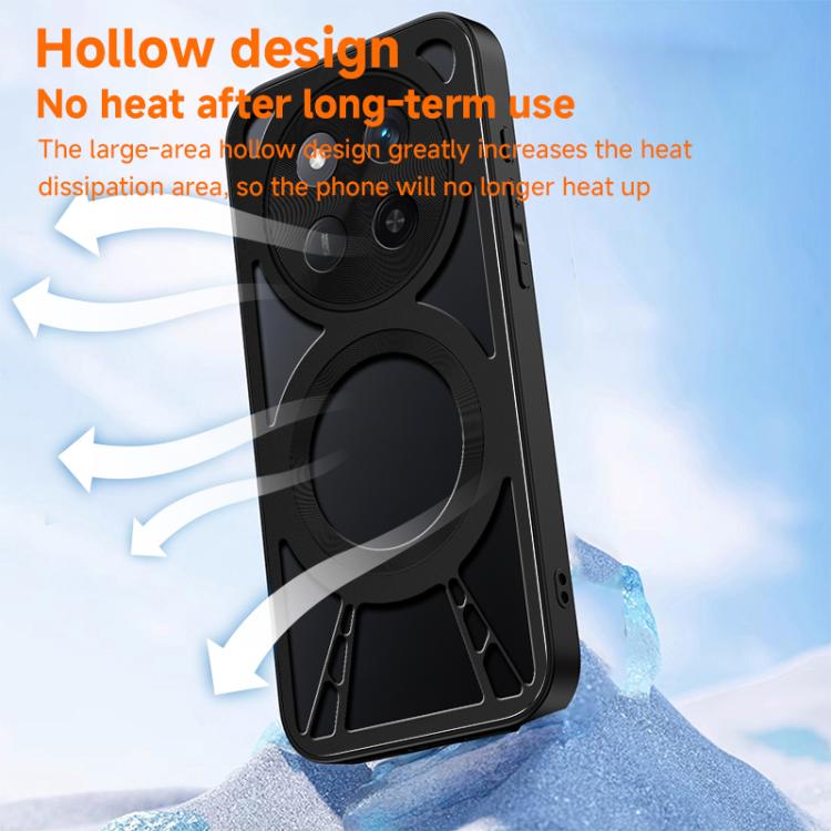 For Honor X60 Pro Silicone Cooling Hollow Metal MagSafe Phone Case