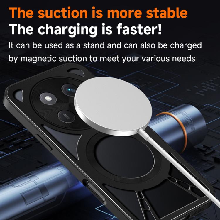 For Honor Magic8 Silicone Cooling Hollow Metal MagSafe Phone Case