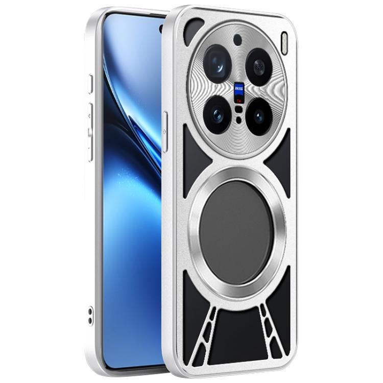 For vivo X200 Pro Silicone Cooling Hollow Metal MagSafe Phone Case