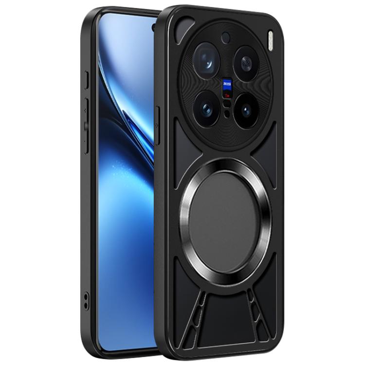 For vivo X200 Pro Silicone Cooling Hollow Metal MagSafe Phone Case