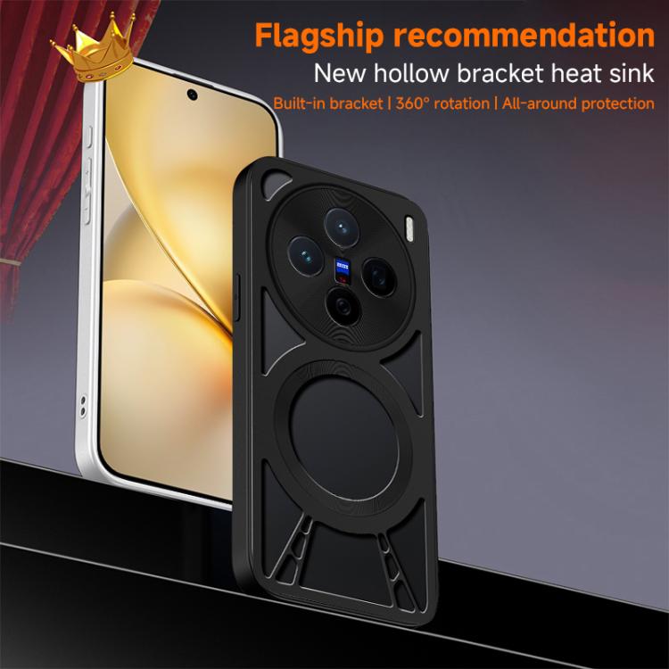 For vivo iQOO 15 Silicone Cooling Hollow Metal MagSafe Phone Case