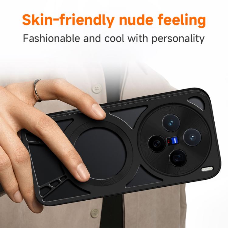For vivo X300 Pro Silicone Cooling Hollow Metal MagSafe Phone Case