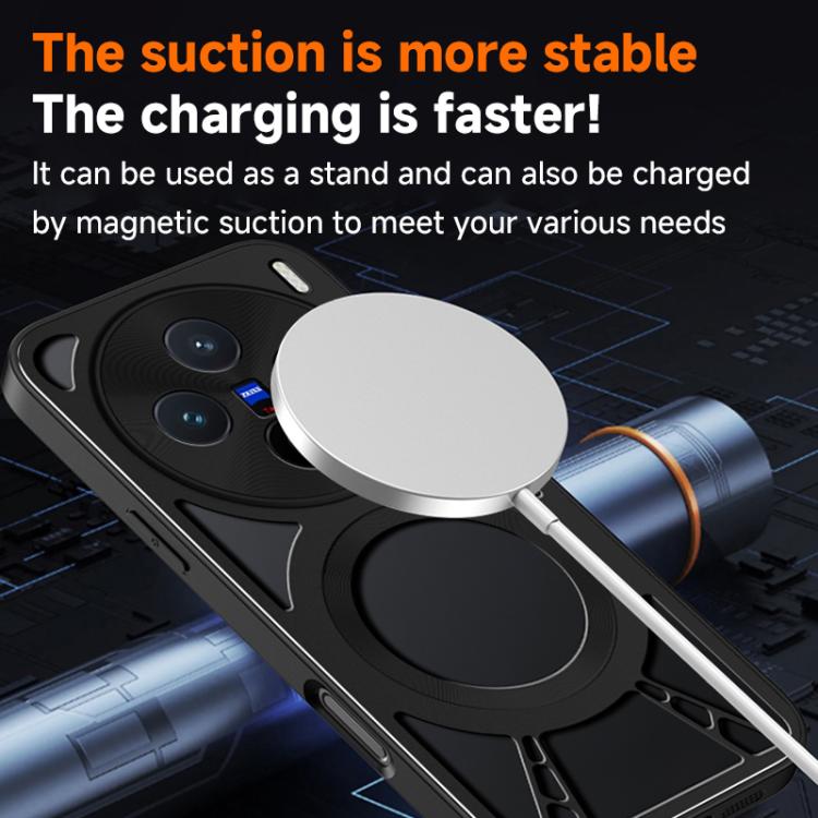 For vivo X200 Silicone Cooling Hollow Metal MagSafe Phone Case