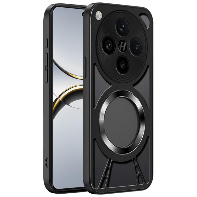 For OPPO Find X8 Silicone Cooling Hollow Metal MagSafe Phone Case