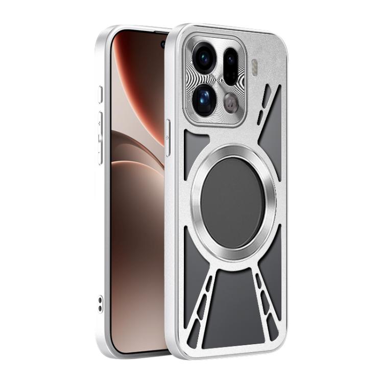 For OPPO Find X9 Pro Silicone Cooling Hollow Metal MagSafe Phone Case