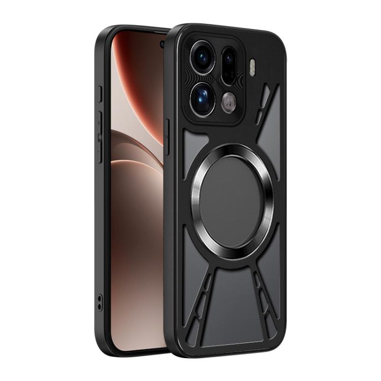 For OPPO Find X9 Pro Silicone Cooling Hollow Metal MagSafe Phone Case