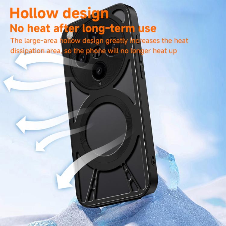 For OPPO Find X9 Pro Silicone Cooling Hollow Metal MagSafe Phone Case