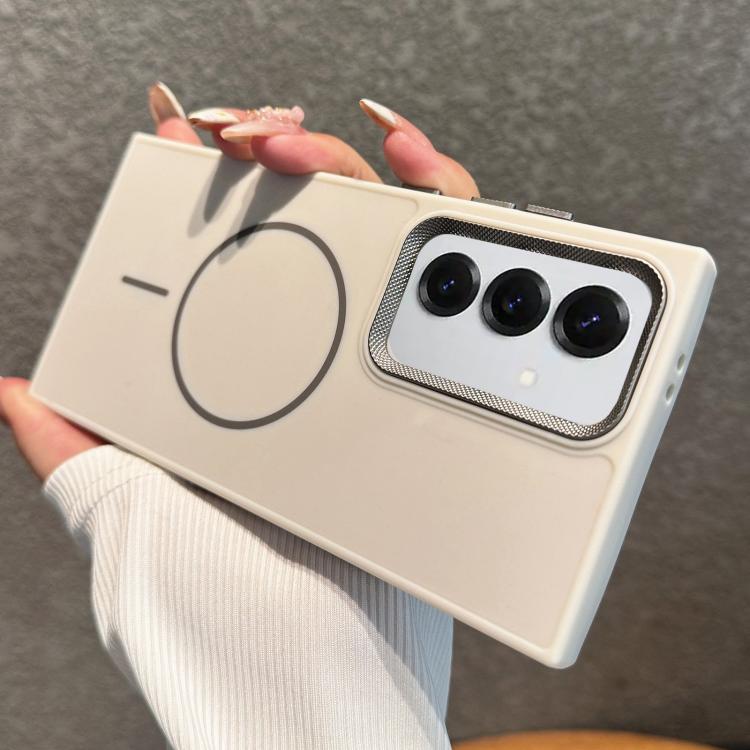 For Samsung Galaxy S25+ 5G Metal Diamond Texture Lens Frame MagSafe Phone Case