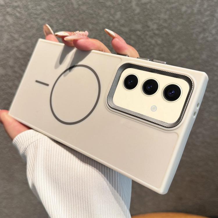 For Samsung Galaxy S24 FE 5G Metal Diamond Texture Lens Frame MagSafe Phone Case
