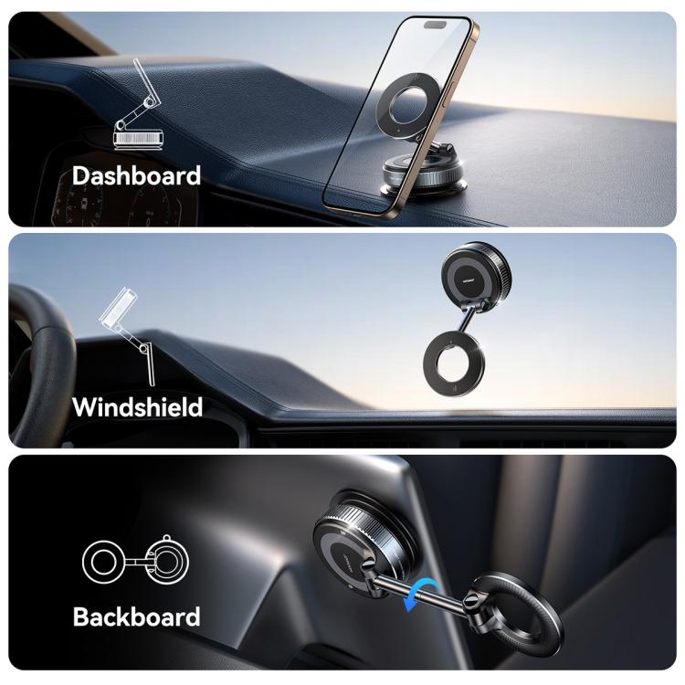 JOYROOM JR-ZS501 Mechanical Suction Cup MagSafe Magnetic Car Phone Holder - Black