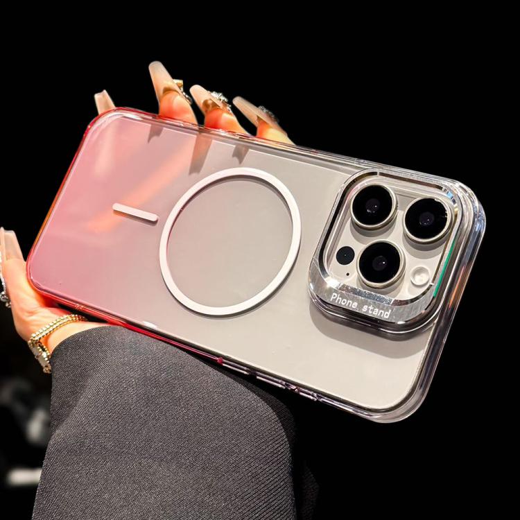 For iPhone 14 Pro Max Metal Lens Folding Holder Gradient MagSafe Shockproof Phone Case
