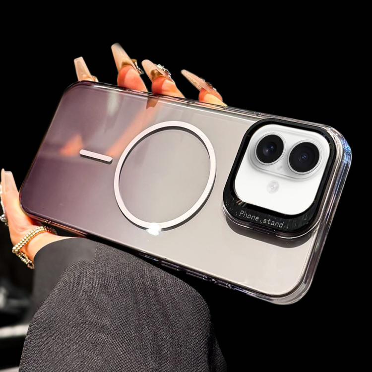For iPhone 16 Metal Lens Folding Holder Gradient MagSafe Shockproof Phone Case