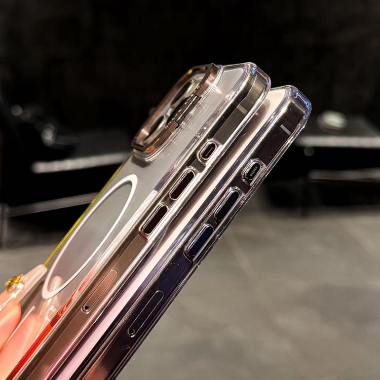 For iPhone 16 Pro Max Metal Lens Folding Holder Gradient MagSafe Shockproof Phone Case