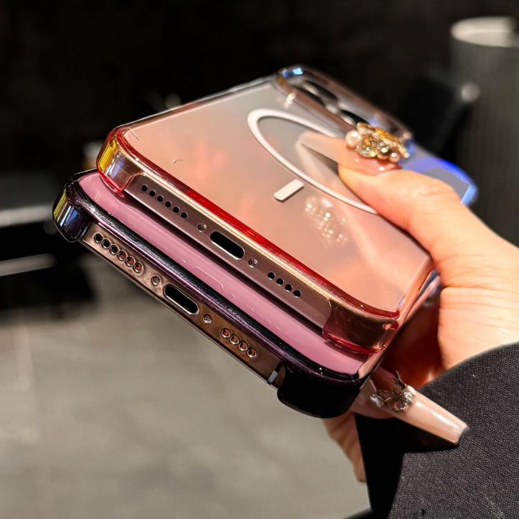 For iPhone 14 Pro Max Metal Lens Folding Holder Gradient MagSafe Shockproof Phone Case