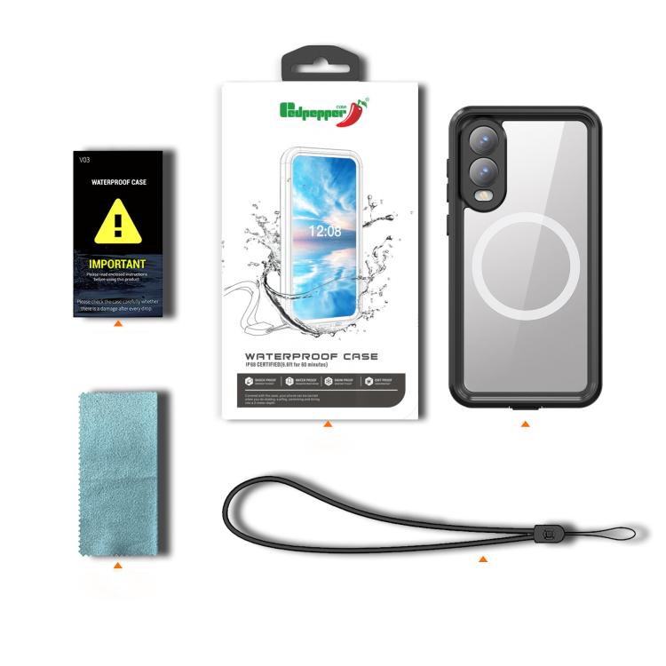For Samsung Galaxy S25 Edge 5G RedPepper MagSafe IP68 Waterproof Phone Case - Black
