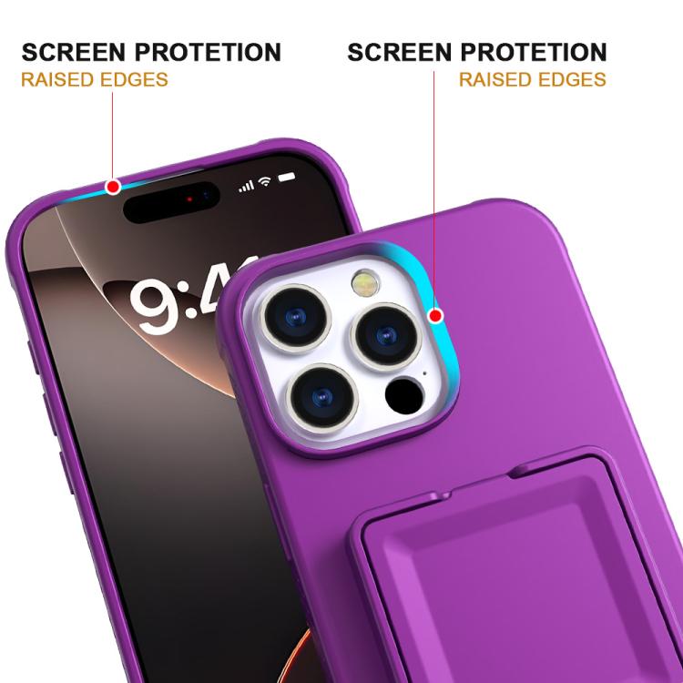 For iPhone 16 Pro Max Skin Feel TPU Hidden Mirror Card Bag Phone Case with Stand