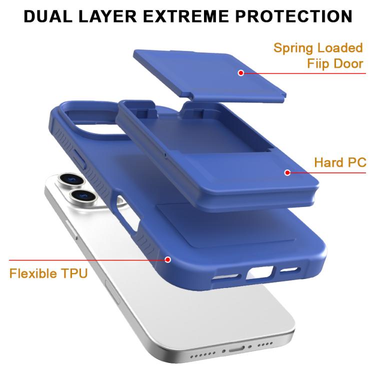 For iPhone 16 Pro Max Skin Feel TPU Hidden Mirror Card Bag Phone Case with Stand